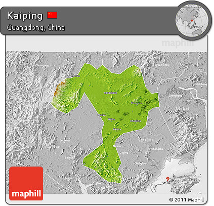 Physical 3D Map of Kaiping, lighten, desaturated
