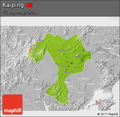 Physical 3D Map of Kaiping, lighten, desaturated