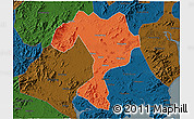 Political 3D Map of Kaiping, darken