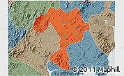 Political 3D Map of Kaiping, semi-desaturated