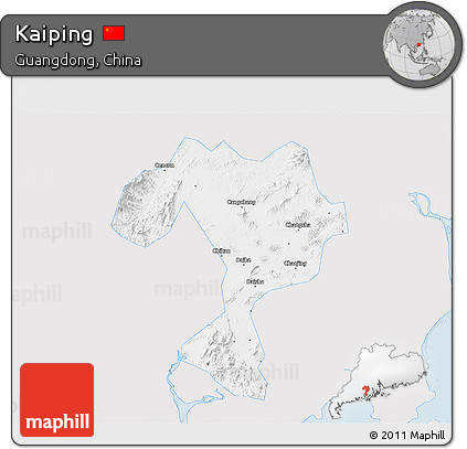 Silver Style 3D Map of Kaiping, single color outside