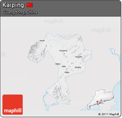 Silver Style 3D Map of Kaiping, single color outside