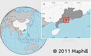 Gray Location Map of Kaiping, highlighted country, highlighted parent region