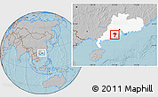 Gray Location Map of Kaiping, highlighted parent region, hill shading