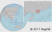 Gray Location Map of Kaiping, hill shading