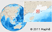 Shaded Relief Location Map of Kaiping, highlighted parent region