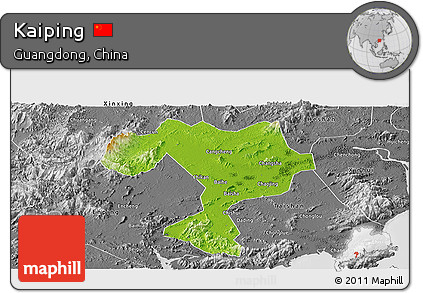 Physical Panoramic Map of Kaiping, desaturated
