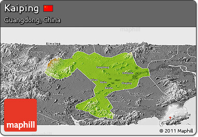 Physical Panoramic Map of Kaiping, desaturated
