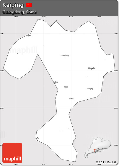 Silver Style Simple Map of Kaiping, cropped outside