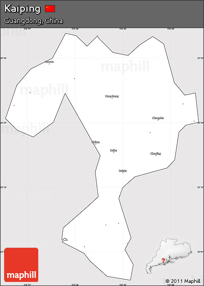Silver Style Simple Map of Kaiping, cropped outside