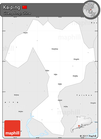 Silver Style Simple Map of Kaiping