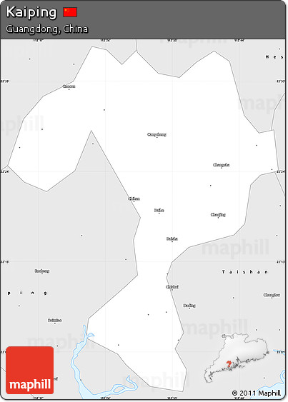 Silver Style Simple Map of Kaiping