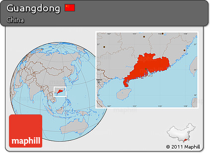 Gray Location Map of Guangdong