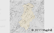 Shaded Relief 3D Map of Longchuan, desaturated