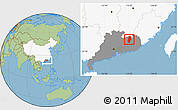 Savanna Style Location Map of Longchuan, highlighted country, highlighted parent region