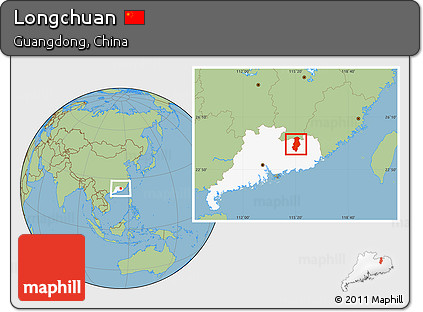 Savanna Style Location Map of Longchuan, highlighted parent region