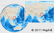 Shaded Relief Location Map of Longchuan, within the entire country