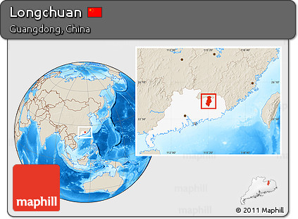 Shaded Relief Location Map of Longchuan, highlighted parent region