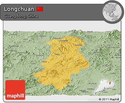 Savanna Style Panoramic Map of Longchuan