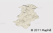 Shaded Relief Panoramic Map of Longchuan, cropped outside