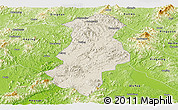 Shaded Relief Panoramic Map of Longchuan, physical outside