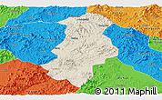 Shaded Relief Panoramic Map of Longchuan, political outside