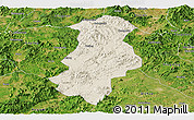 Shaded Relief Panoramic Map of Longchuan, satellite outside