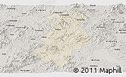 Shaded Relief Panoramic Map of Longchuan, semi-desaturated