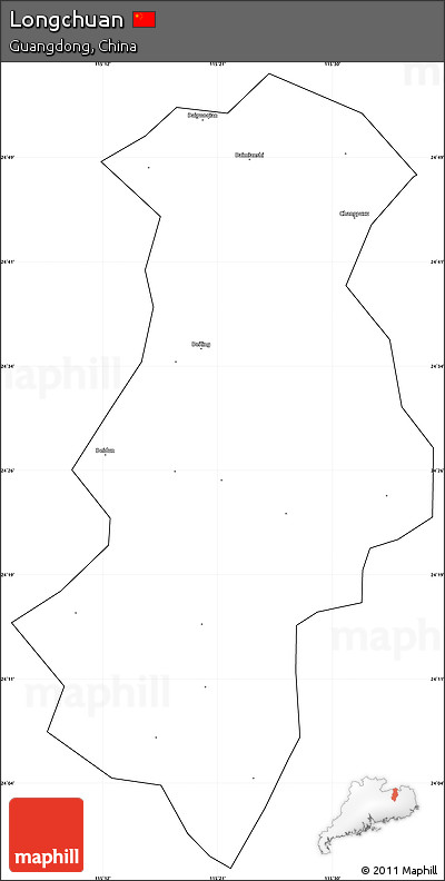 Blank Simple Map of Longchuan, cropped outside