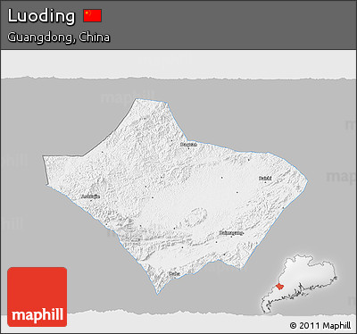 Gray 3D Map of Luoding, single color outside