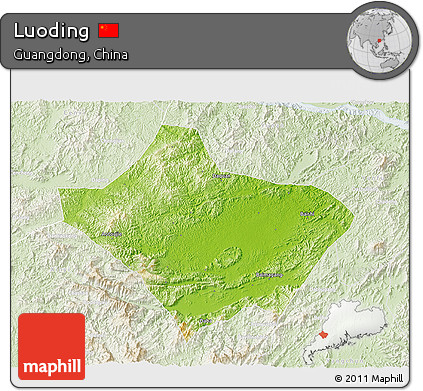 Physical 3D Map of Luoding, lighten