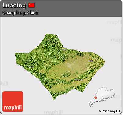 Satellite 3D Map of Luoding, cropped outside