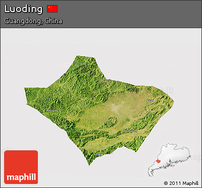 Satellite 3D Map of Luoding, cropped outside