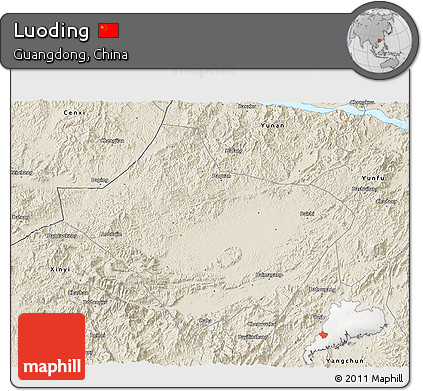 Shaded Relief 3D Map of Luoding