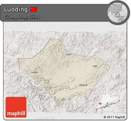 Shaded Relief 3D Map of Luoding, lighten