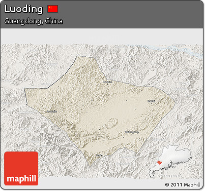 Shaded Relief 3D Map of Luoding, lighten