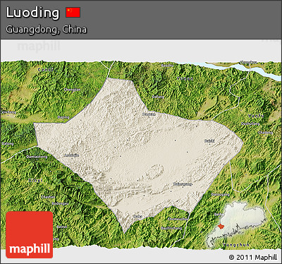Shaded Relief 3D Map of Luoding, satellite outside
