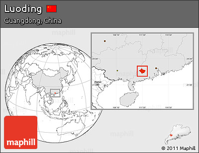 Blank Location Map of Luoding, highlighted country