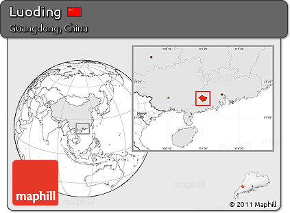 Blank Location Map of Luoding, highlighted country