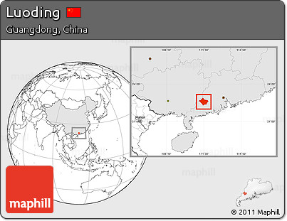 Blank Location Map of Luoding, highlighted country
