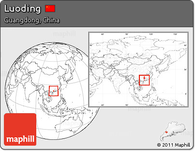 Blank Location Map of Luoding, highlighted parent region, within the entire country