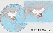 Gray Location Map of Luoding, highlighted country, highlighted parent region, within the entire country