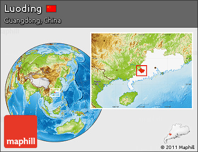 Physical Location Map of Luoding, highlighted parent region