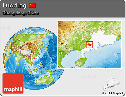 Physical Location Map of Luoding, highlighted parent region