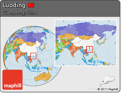 Political Location Map of Luoding, highlighted country, within the entire country