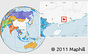 Political Location Map of Luoding, highlighted country