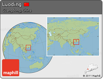Savanna Style Location Map of Luoding, within the entire country