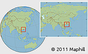 Savanna Style Location Map of Luoding, within the entire country