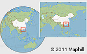 Savanna Style Location Map of Luoding, highlighted country, within the entire country
