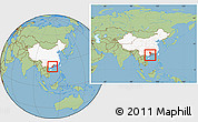 Savanna Style Location Map of Luoding, highlighted country, highlighted parent region, within the entire country